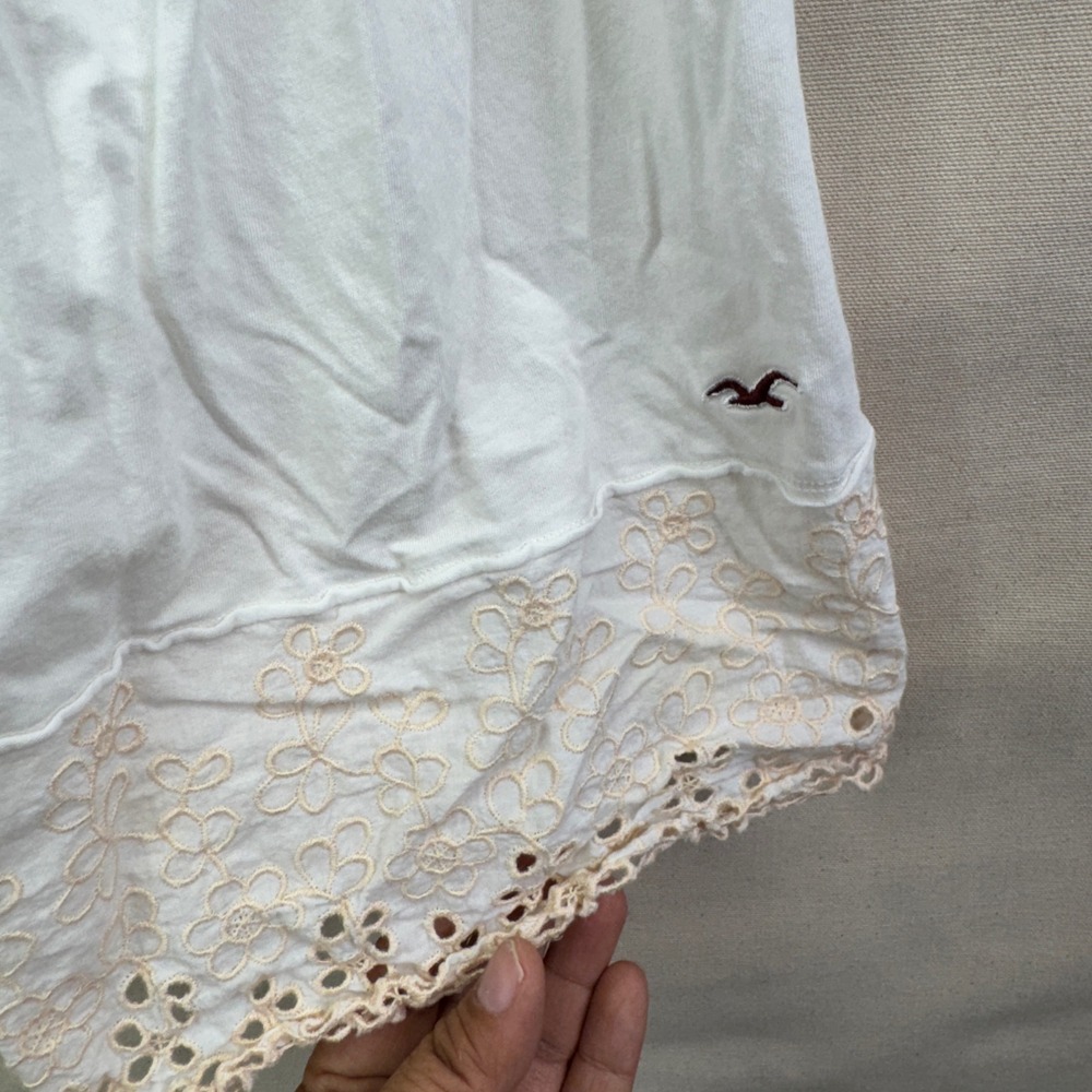 Hollister Babydoll Camisole Womens L White Eyelet Lace Boho Y2K Cottagecore Tank - Picture 8 of 9